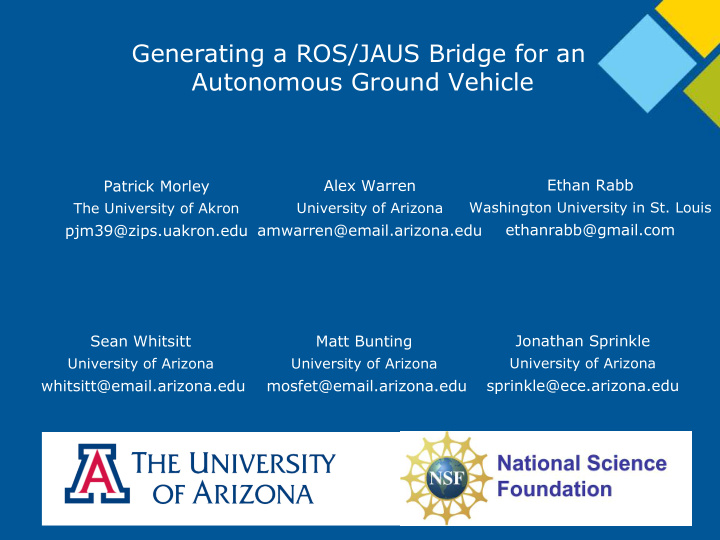 generating a ros jaus bridge for an autonomous ground