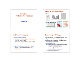 CSE-571  Grid maps or scans  Probabilistic Robotics  [Lu &amp; Milios, 97; Gutmann, 98: Thrun