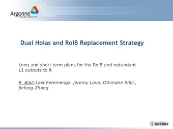 Dual Holas and RoIB Replacement Strategy  Long and short term plans for the RoIB and redundant  L1