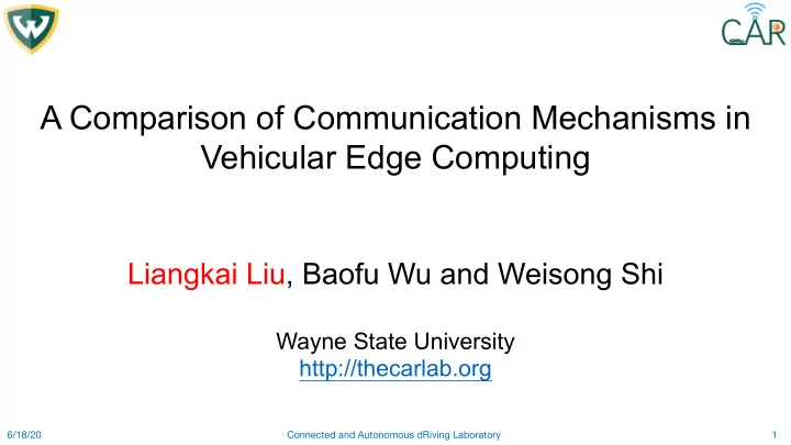 a comparison of communication mechanisms in vehicular