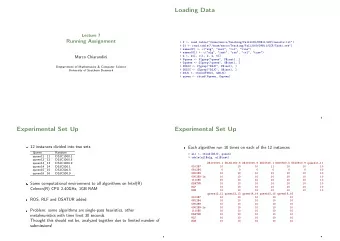 Loading Data  Lecture 7  Running Assignment  &gt; F &lt;-