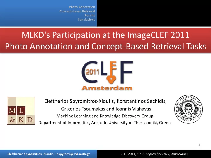photo annotation and concept based retrieval tasks