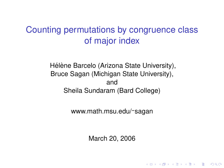 counting permutations by congruence class of major index