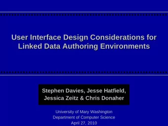 User Interface Design Considerations for  User Interface Design Considerations for  Linked Data