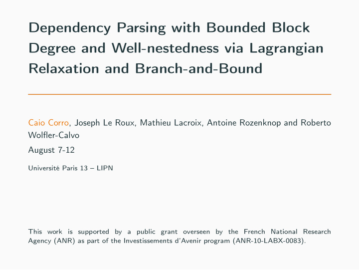 dependency parsing with bounded block degree and well