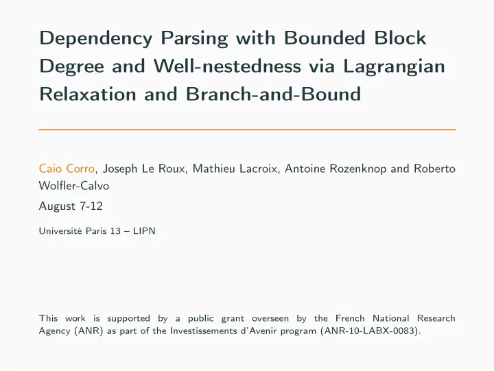 dependency parsing with bounded block degree and well