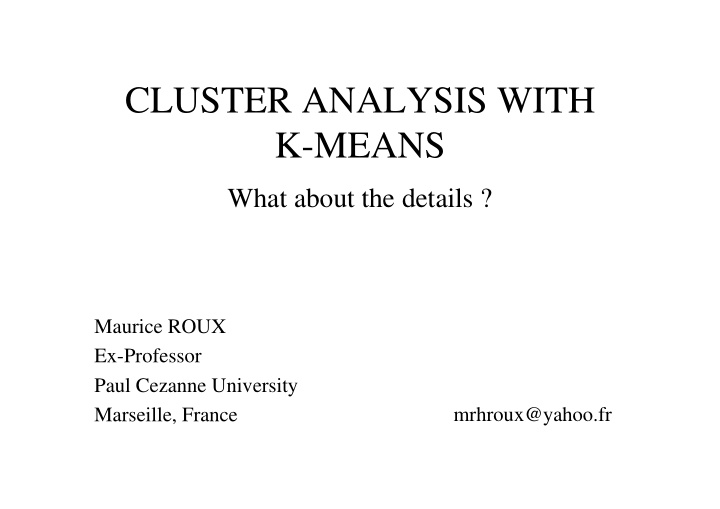 cluster analysis with k means