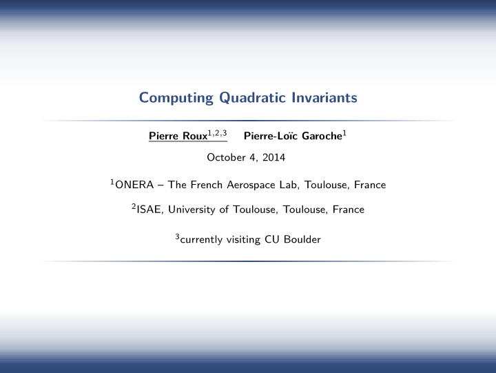 computing quadratic invariants