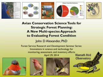 John D Alexander, PhD  Forest Service Research and Development Seminar Series:  Innovations in