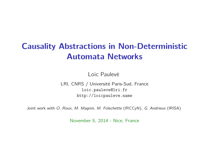 causality abstractions in non deterministic automata