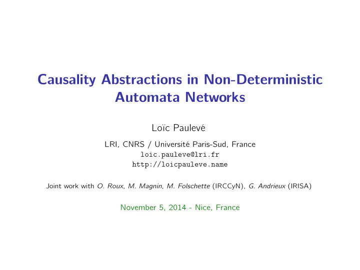causality abstractions in non deterministic automata