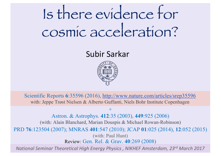 is there evidence for cosmic acceleration