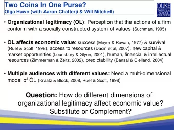 Two Coins In One Purse?  Olga Hawn (with Aaron Chatterji &amp; Will Mitchell)  Organizational