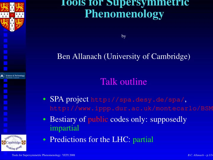 tools for supersymmetric phenomenology