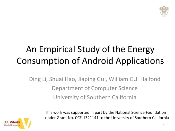 an empirical study of the energy consumption of android