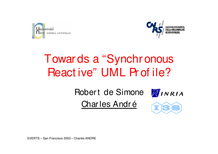 towards a synchronous react ive uml prof ile