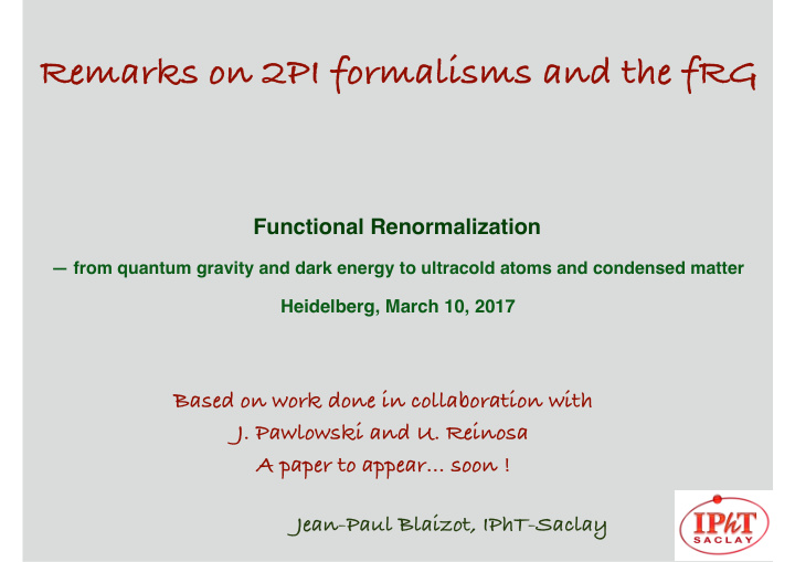 remarks on 2pi formalisms and the frg