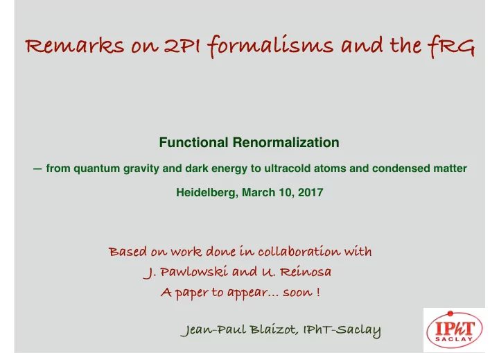 remarks on 2pi formalisms and the frg