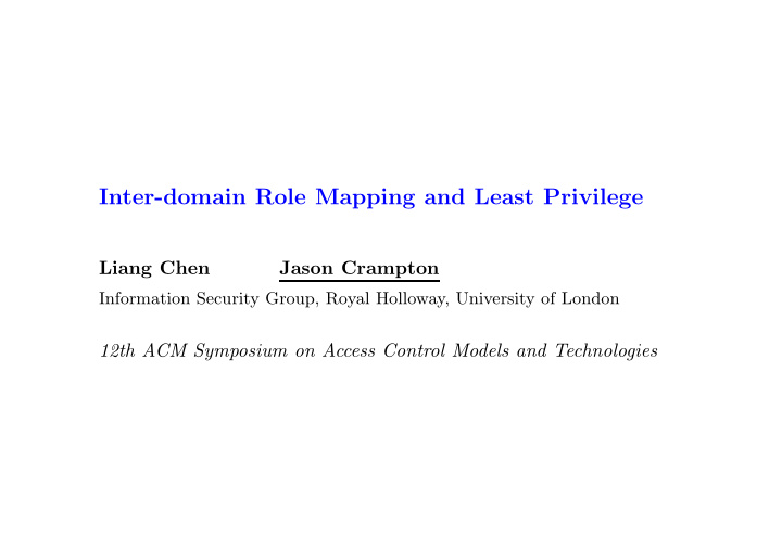 inter domain role mapping and least privilege