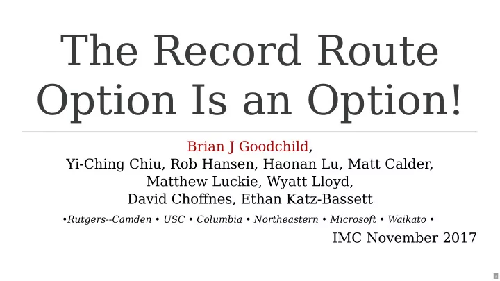 the record route option is an option