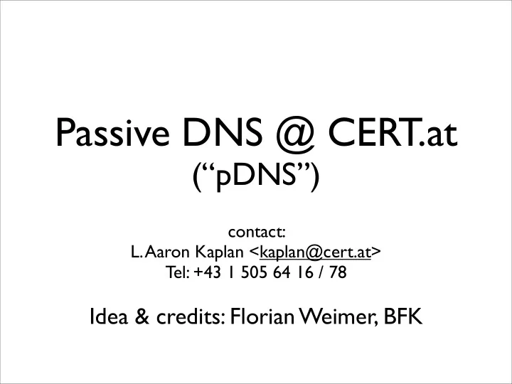 passive dns cert at
