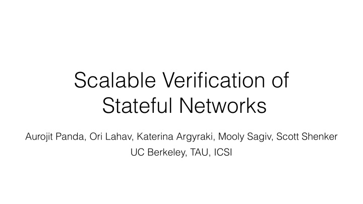 scalable verification of stateful networks