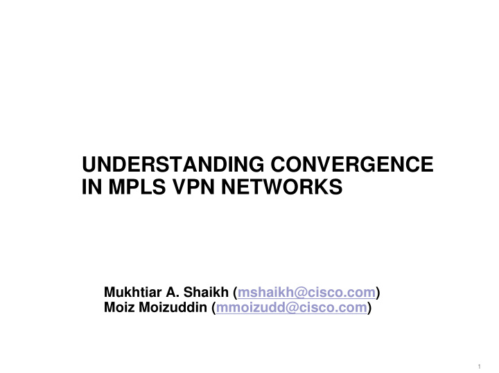 understanding convergence in mpls vpn networks