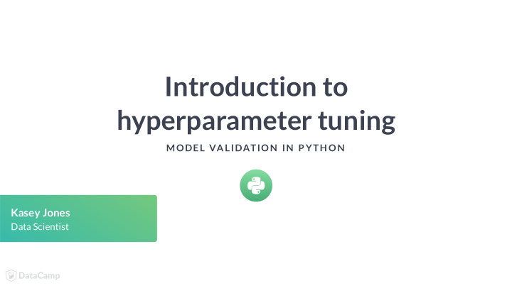 introduction to hyperparameter tuning