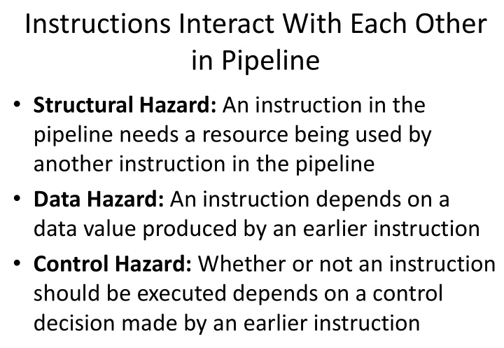 instructions interact with each other