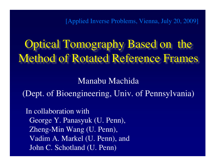optical tomography based on the method of rotated