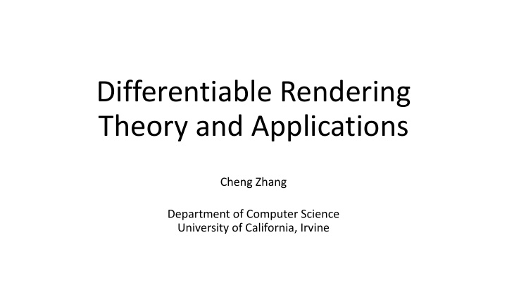 differentiable rendering theory and applications
