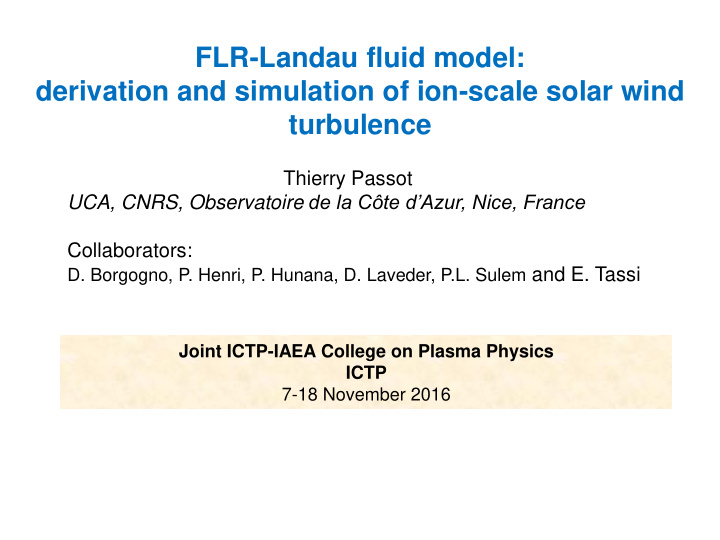 flr landau fluid model