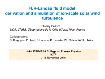 FLR-Landau fluid model:  derivation and simulation of ion-scale solar wind  turbulence  Thierry