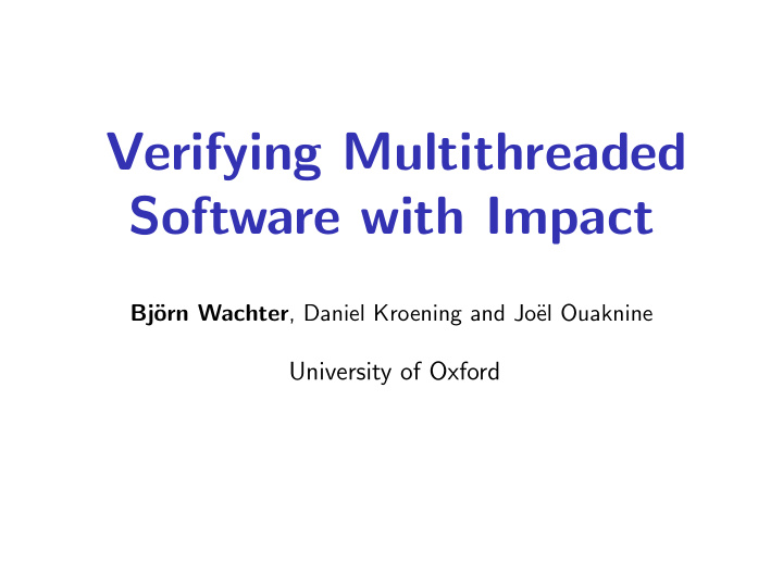 verifying multithreaded software with impact