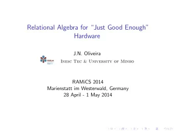 Relational Algebra for Just Good Enough  Hardware  J.N. Oliveira  Inesc Tec &amp; University