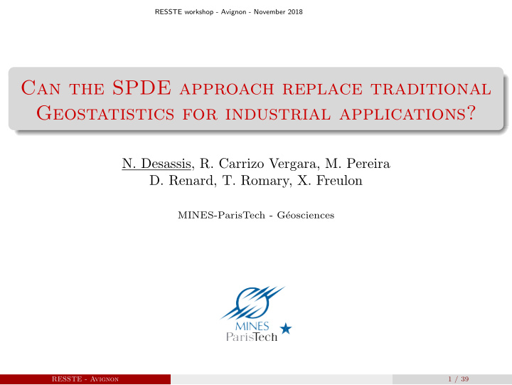 can the spde approach replace traditional geostatistics