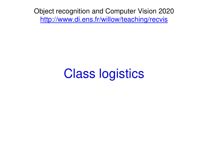 class logistics object recognition and computer vision