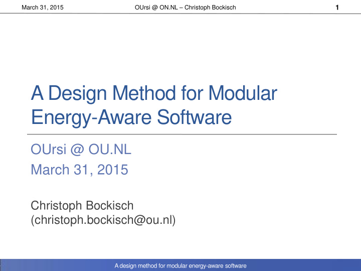 a design method for modular energy aware software