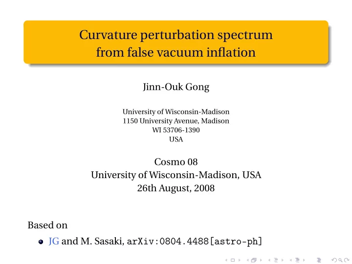 curvature perturbation spectrum from false vacuum