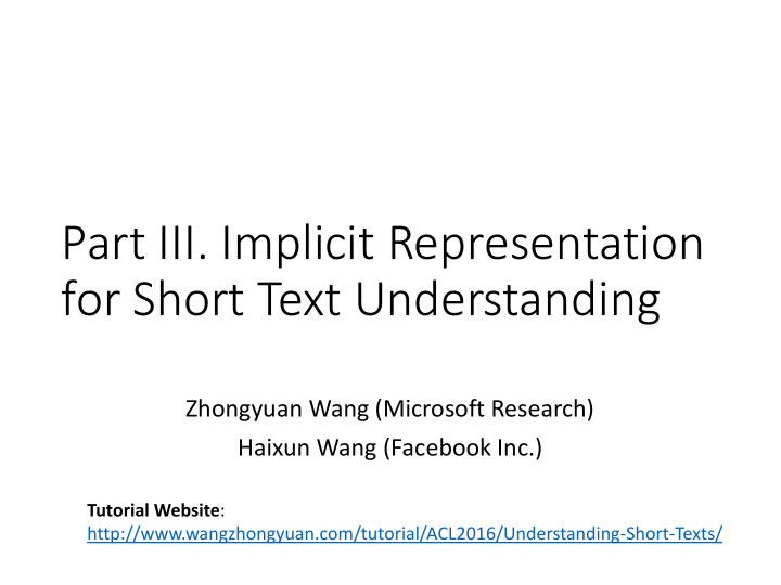 part iii implicit representation