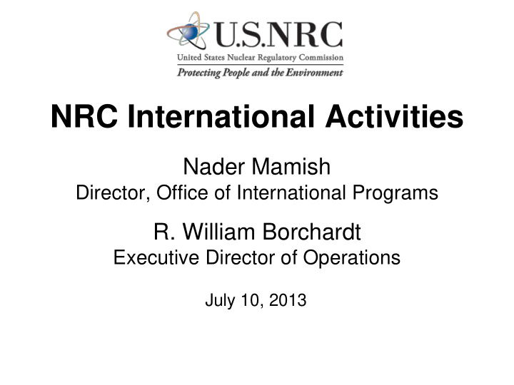 nrc international activities