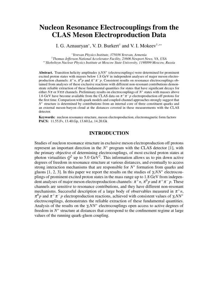 nucleon resonance electrocouplings from the clas meson