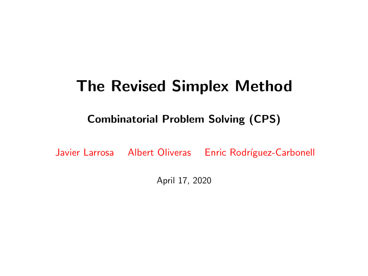 the revised simplex method