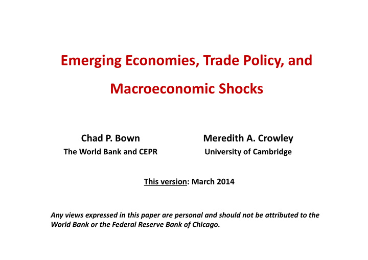 emerging economies trade policy and macroeconomic shocks