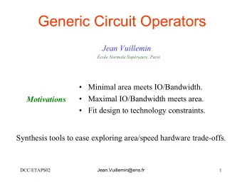 Generic Circuit Operators  Jean Vuillemin  cole Normale Suprieure, Paris   Minimal area