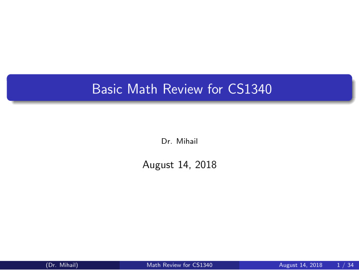 basic math review for cs1340