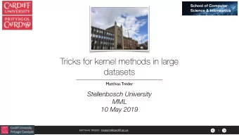 Tricks for kernel methods in large  datasets  Matthias Treder  Stellenbosch University  MML  10 May