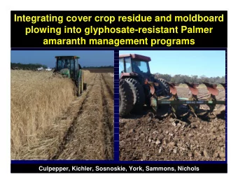 Integrating cover crop residue and moldboard  plowing into glyphosate-resistant Palmer  amaranth