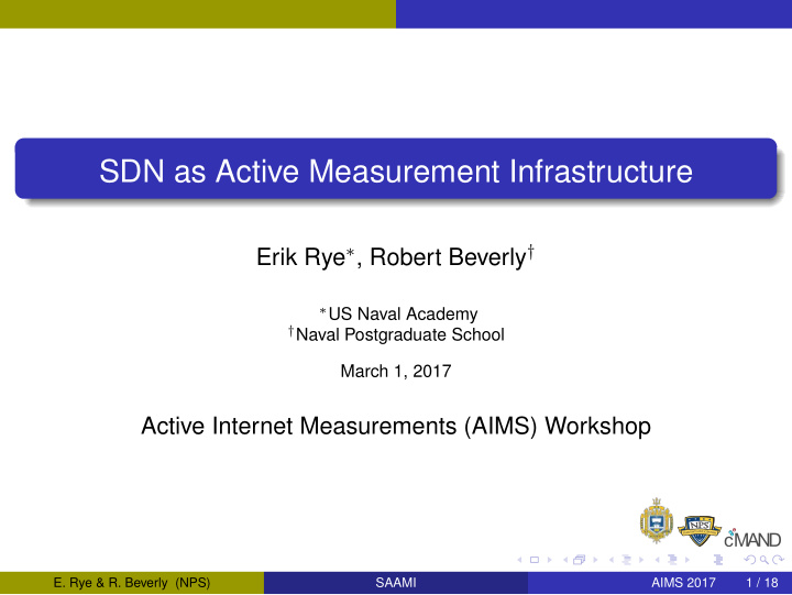 sdn as active measurement infrastructure