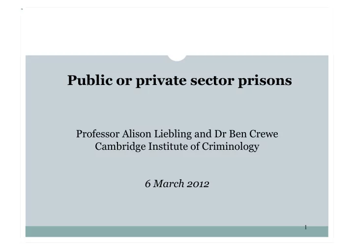 public or private sector prisons